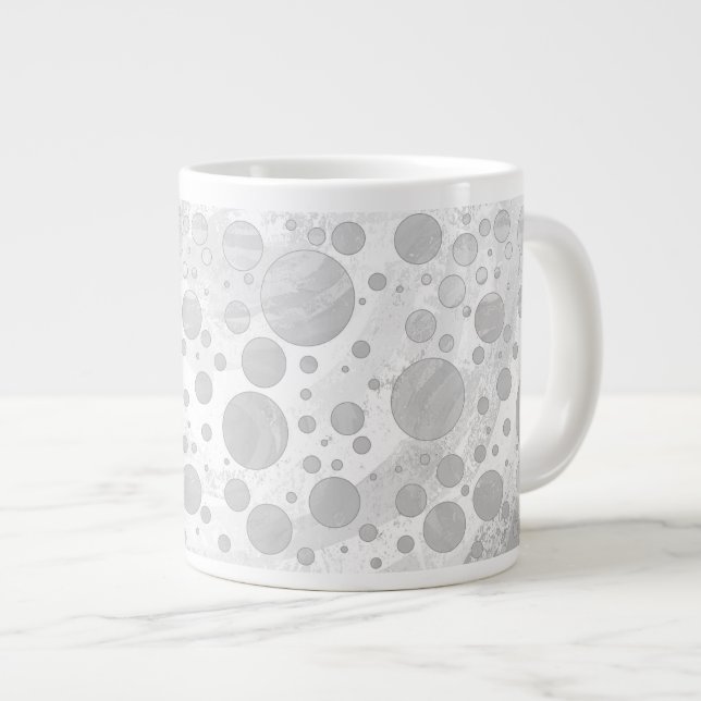 Rainy Sky Grey Polka Dots Large Coffee Mug (Front Right)