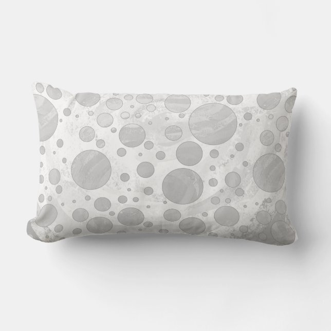 Rainy Sky Grey Polka Dots Lumbar Pillow (Front)