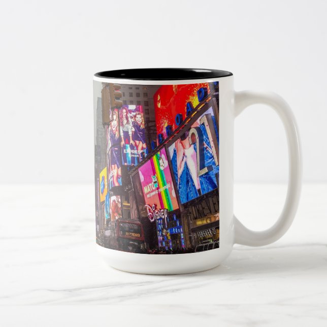 Rainy Times Square Two-Tone Coffee Mug (Right)