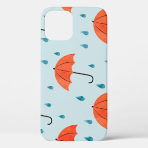 Rainy Umbrellas: Watercolor Autumn Drops iPhone 12 Case