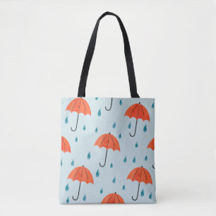 Rainy Umbrellas: Watercolor Autumn Drops Tote Bag