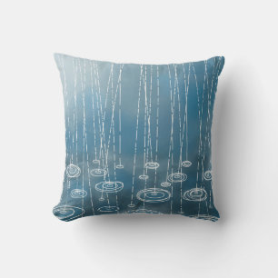 Rainy Weather Blue Throw Pillow
