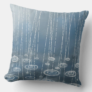 Rainy Weather Blue Throw Pillow
