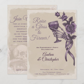 Raise a Glass to Forvever, Goth Engagement Party Save The Date