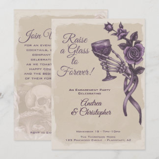 Raise a Glass to Forvever, Goth Engagement Party Save The Date