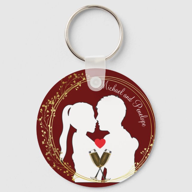 Raise a Toast to the Happy Couple Elegance   Keychain (Front)
