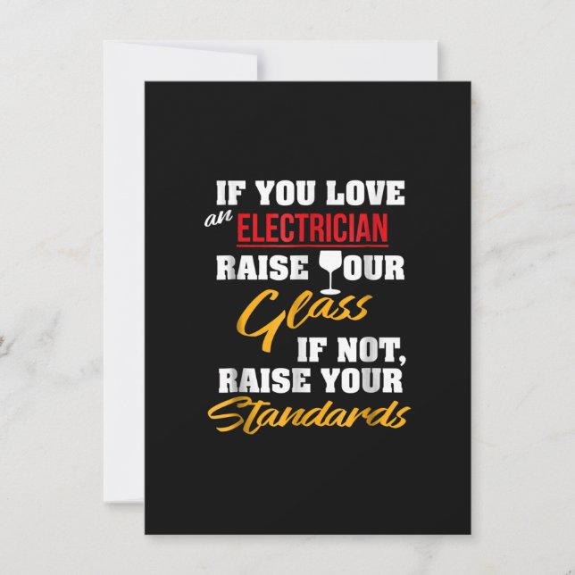 Raise Glass Funny Apprentice Electrician Wife Dad Card (Front)