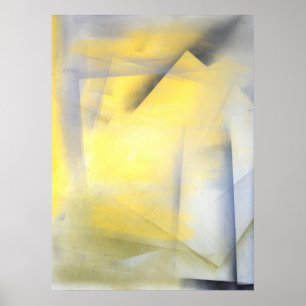 'Raise the Bar' Grey and Yellow Abstract Art Print