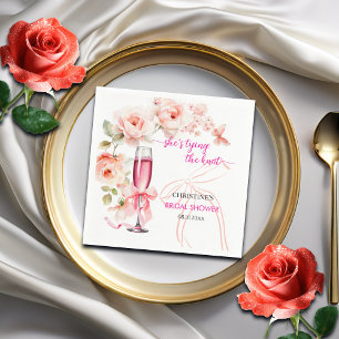Raise the Glass She's Tying The Knot Bridal Shower Napkin