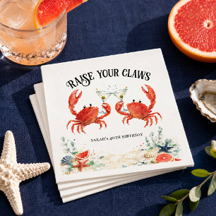 Raise Your Claws Coastal Birthday Napkin