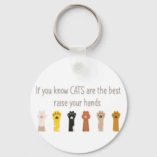 Raise Your Hands Cats Are Best Fun Quote Keychain (Front)
