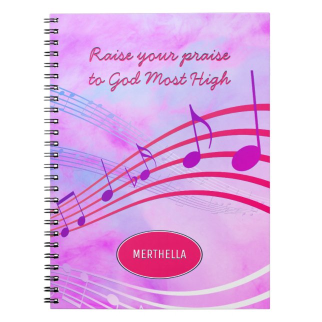 RAISE YOUR PRAISE | Music Staves | Personalized Notebook (Front)