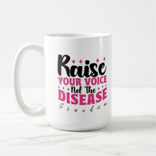 Raise your voice personalized breast cancer qjote coffee mug