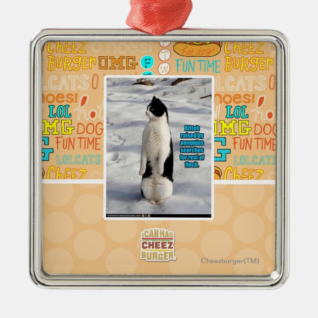 Raised by Penguins Metal Ornament (Front)