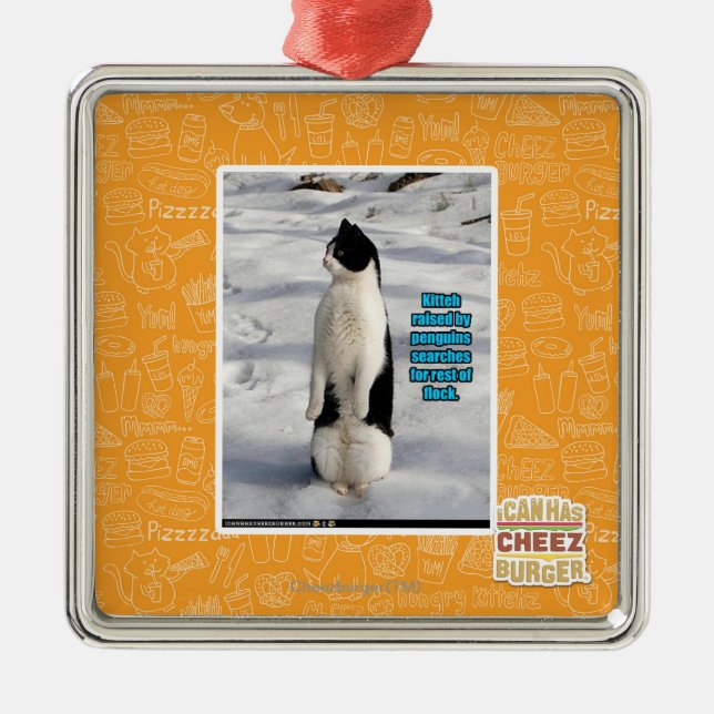 Raised by Penguins Metal Ornament (Front)
