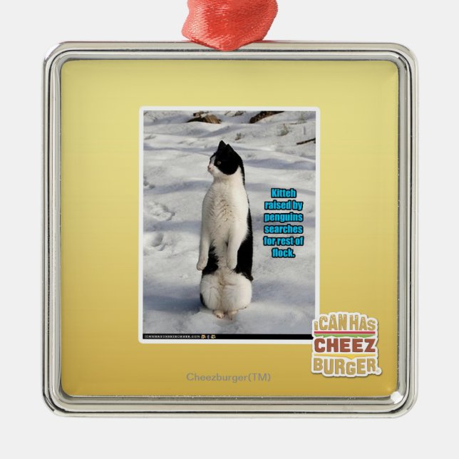 Raised by Penguins Metal Ornament (Front)