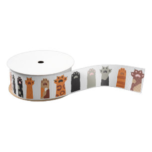 Raised Cat Paws Grosgrain Ribbon