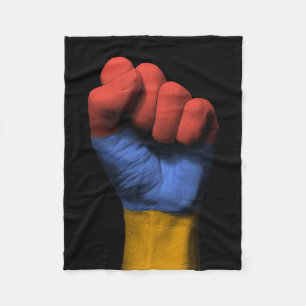 Raised Clenched Fist with Armenian Flag Fleece Blanket