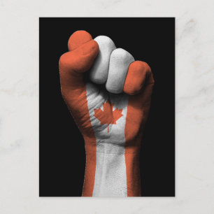 Raised Clenched Fist with Canadian Flag Postcard