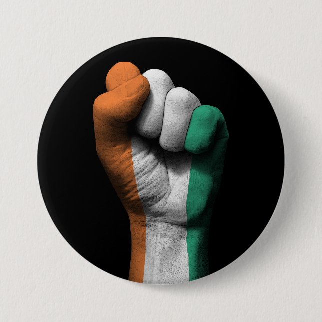Raised Clenched Fist with Ivory Coast Flag 3 Inch Round Button (Front)
