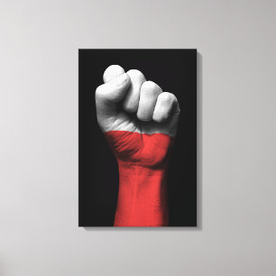 Raised Clenched Fist with Polish Flag Canvas Print