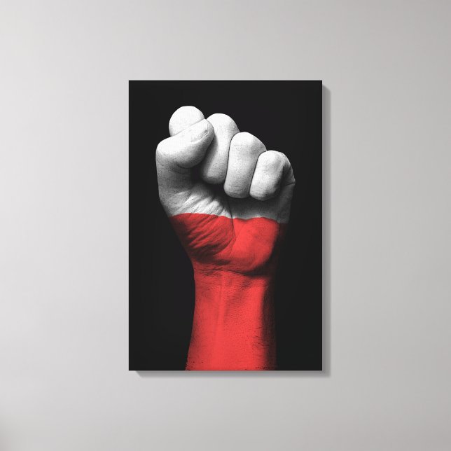 Raised Clenched Fist with Polish Flag Canvas Print (Front)
