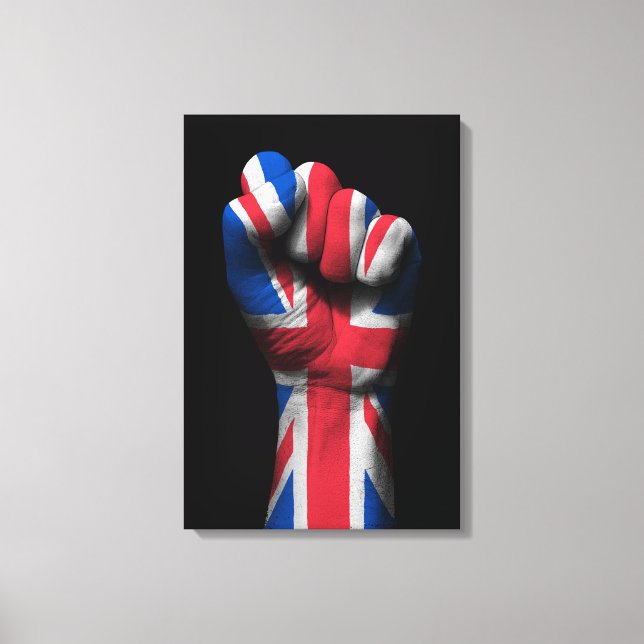Raised Clenched Fist with Union Jack Flag Canvas Print (Front)