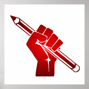 Raised Fist Holding Pencil Poster