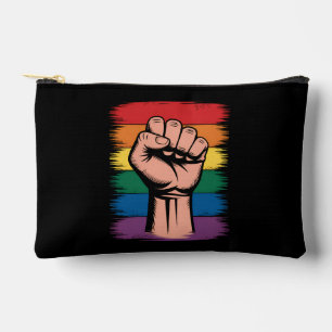 Raised Fist Pride Rainbow LGBTQ Support Rights Accessory Pouch