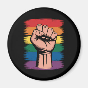 Raised Fist Pride Rainbow LGBTQ Support Rights Magnet