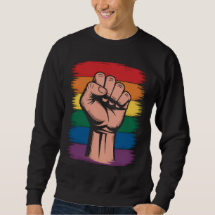 Raised Fist Pride Rainbow LGBTQ Support Rights Sweatshirt