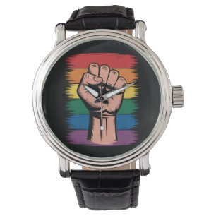 Raised Fist Pride Rainbow LGBTQ Support Rights Watch