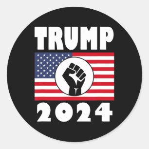 Raised Fist Trump 2024 American Flag Patriot  Classic Round Sticker