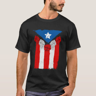 Raised Fists For Puerto Rico Boricua Flag Puerto R T-Shirt
