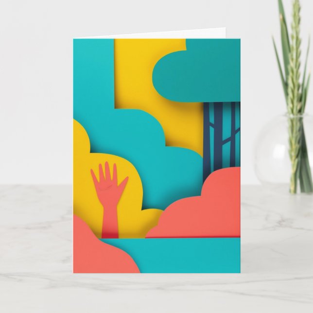 Raised Hand in Sunlit Layers Card (Front)