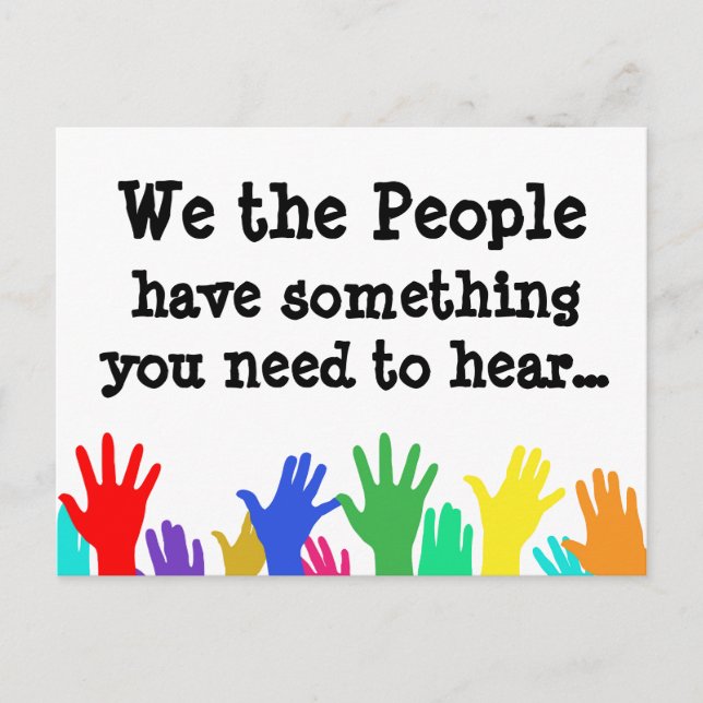 Raised Hands Message to Elected Officials Postcard (Front)