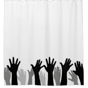 Raised hands silhouette, hand raising, protest