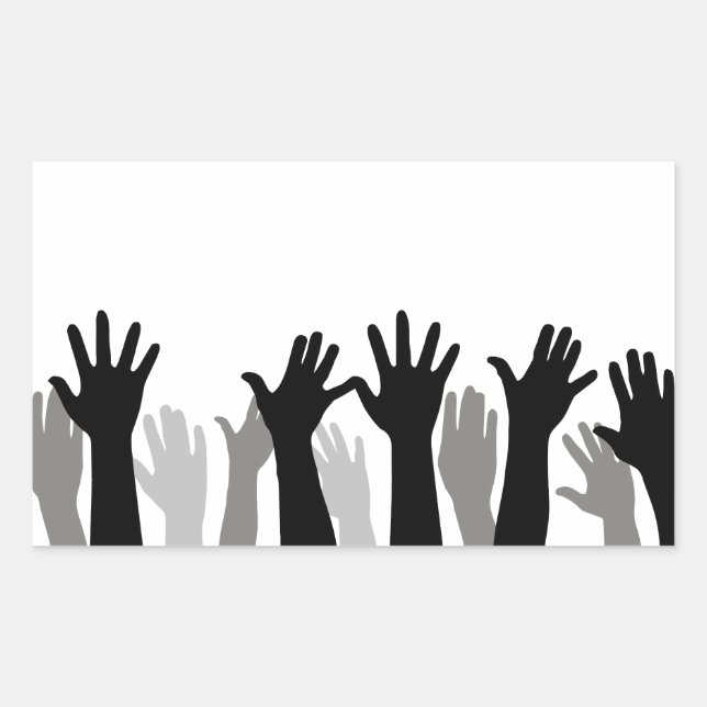 Raised hands silhouette, hand raising, protest sticker (Front)