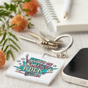 Raised on 80s Rock Music Keychain