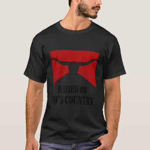 Raised On 90'S Country Bull Skull Western Rodeo T-Shirt