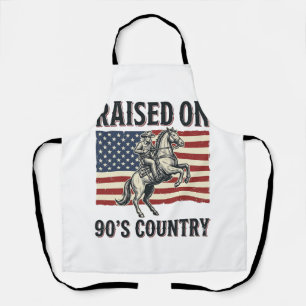 Raised On 90s Country Cowboy Western Shirt Design_ Apron
