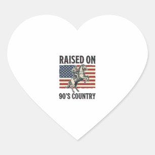 Raised On 90s Country Cowboy Western Shirt Design_ Heart Sticker