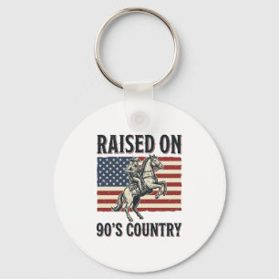 Raised On 90s Country Cowboy Western Shirt Design_ Keychain