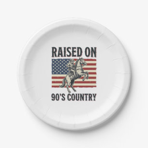 Raised On 90s Country Cowboy Western Shirt Design_ Paper Plate