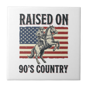 Raised On 90s Country Cowboy Western Shirt Design_ Tile