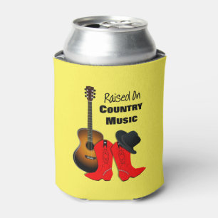 Raised on Country Music Cool Cowgirl Themed Can Cooler