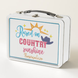 Raised on Country Sunshine Quote Personalized Metal Lunch Box