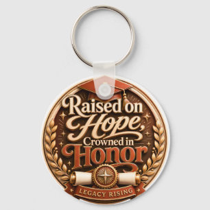 Raised on Hope Crowned in Honour Graduation Orname Keychain