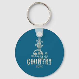 Raised On Old Country Music 80s 90s Vintage Southe Keychain