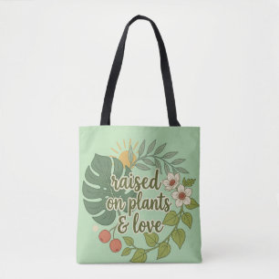 Raised on Plants & Love Vintage Earthy Nature Love Tote Bag